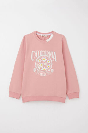 Breeze Kız Çocuk Eşofman Takım Çiçek Baskılı Geniş Paça Yırtmaçlı 5-10 Yaş, Gülkurusu