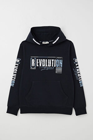 Breeze Erkek Çocuk Sweatshirt Kapüşonlu Kanguru Cepli 9-16 Yaş, Lacivert