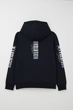 Breeze Erkek Çocuk Sweatshirt Kapüşonlu Kanguru Cepli 9-16 Yaş, Lacivert