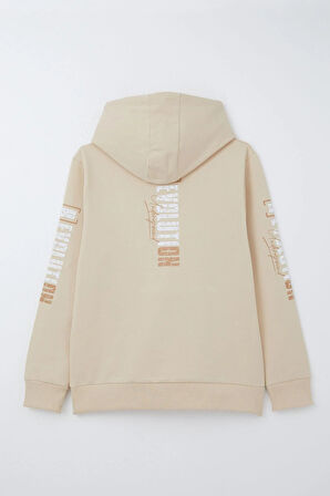 Breeze Erkek Çocuk Sweatshirt Kapüşonlu Kanguru Cepli 9-16 Yaş, Krem