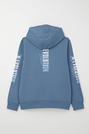 Breeze Erkek Çocuk Sweatshirt Kapüşonlu Kanguru Cepli 9-16 Yaş, İndigo