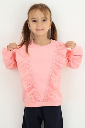 Breeze Kız Çocuk Sweatshirt Güpürlü 1.5-5 Yaş, Pembe