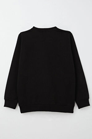 Breeze Erkek Çocuk Sweatshirt Kapaklı Cep Detaylı 6-12 Yaş, Siyah