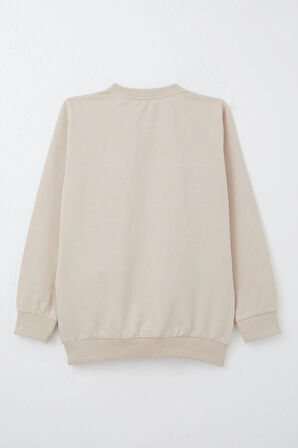 Breeze Erkek Çocuk Sweatshirt Kapaklı Cep Detaylı 6-12 Yaş, Bej