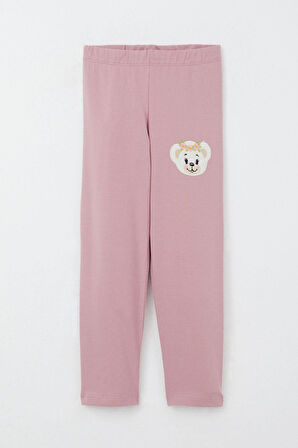 Breeze Kız Çocuk Taytlı Takım Sevimli Ayıcık Nakışlı Pullu 1.5-5 Yaş, Ekru