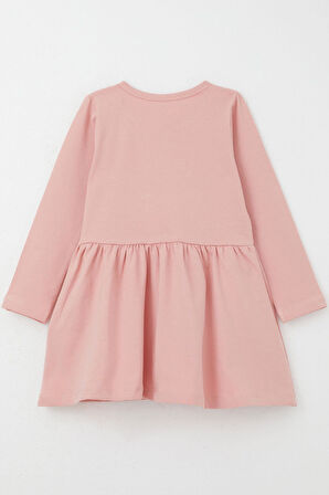 Breeze Kız Çocuk Uzun Kollu Elbise Renkli Çiçek Nakışlı 1.5-5 Yaş, Gülkurusu