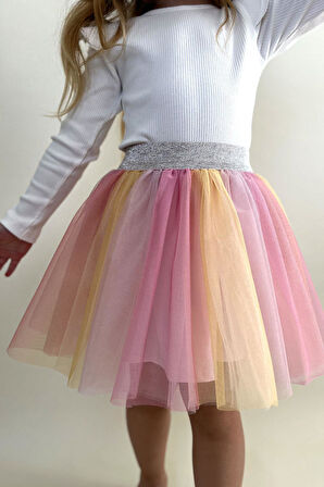 Breeze Kız Çocuk Tütü Etek Renkli Tüllü 5-10 Yaş, Karışık Renk