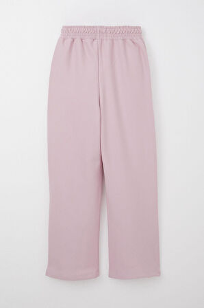 Breeze Kız Çocuk Eşofman Altı Beli Lastikli Cepli Armalı 6-12 Yaş, Açık Lila