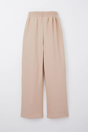 Breeze Kız Çocuk Eşofman Altı Beli Lastikli Cepli Armalı 6-12 Yaş, Bej