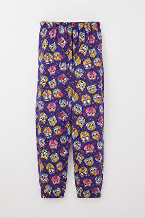Breeze Kız Çocuk Pijama Takımı Renkli Sevimli Baykuş Desenli 4-8 Yaş, Mor