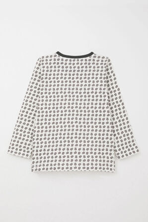 Breeze Kız Çocuk Pijama Takımı Papatya Desenli 4-8 Yaş, Ekru