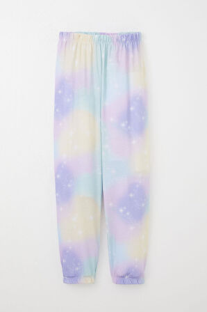 Breeze Kız Çocuk Pijama Takımı Gökyüzü Temalı Yıldız Desenli 4-8 Yaş, Lila