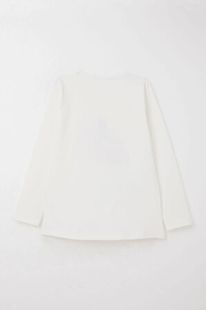 Breeze Kız Çocuk Taytlı Takım Çiçek & Simli Kelebek Baskılı 4-8 Yaş, Beyaz