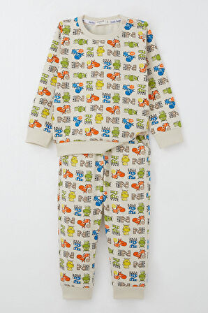 Breeze Erkek Bebek Eşofman Takım Zebra Macerası 9 Ay-3 Yaş, Krem