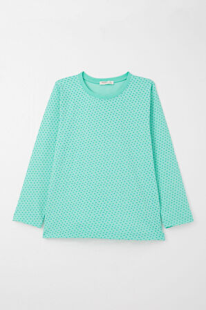 Breeze Kız Çocuk Pijama Takımı Çiçek Desenli 9-12 Yaş, Yeşil