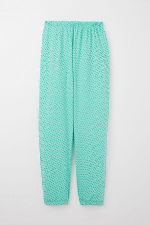 Breeze Kız Çocuk Pijama Takımı Çiçek Desenli 9-12 Yaş, Yeşil