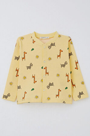 Breeze Erkek Bebek Pijama Takımı Minik Safari Temalı Hayvancık Desenli 4 Ay-1 Yaş, Sarı