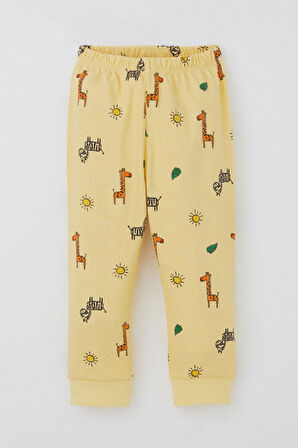 Breeze Erkek Bebek Pijama Takımı Minik Safari Temalı Hayvancık Desenli 4 Ay-1 Yaş, Sarı