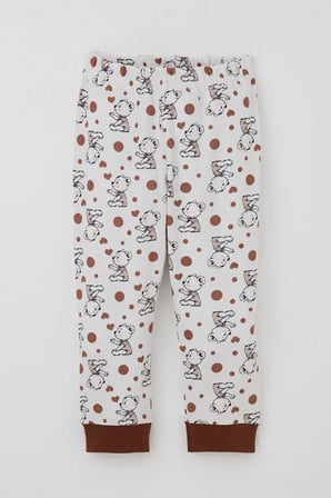 Breeze Erkek Bebek Pijama Takımı Bebek Sevimli Ayıcık Desenli 4 Ay-1 Yaş, Ekru