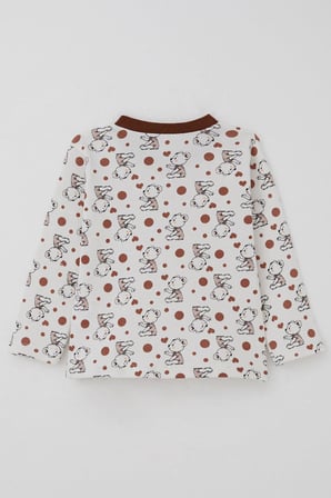 Breeze Erkek Bebek Pijama Takımı Bebek Sevimli Ayıcık Desenli 4 Ay-1 Yaş, Ekru