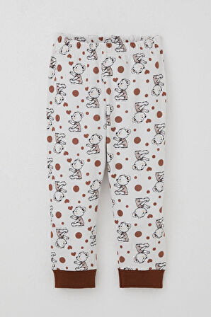 Breeze Erkek Bebek Pijama Takımı Bebek Sevimli Ayıcık Desenli 4 Ay-1 Yaş, Ekru
