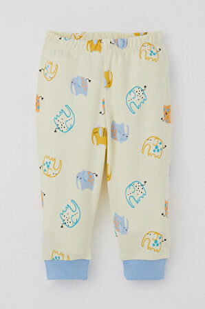Breeze Erkek Bebek Pijama Takım Sevimli Fil Desenli 4 Ay-1 Yaş, Sarı
