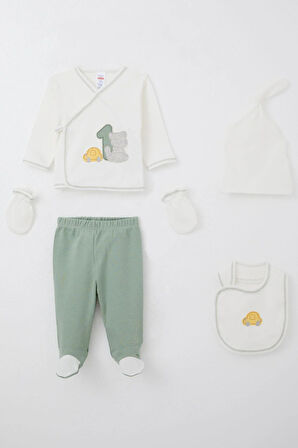 Breeze Erkek Bebek Hastane Çıkışı 5 Li Patinin Araba Macerası 0-3 Ay, Ekru