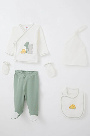 Breeze Erkek Bebek Hastane Çıkışı 5 Li Patinin Araba Macerası 0-3 Ay, Ekru