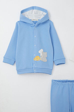 Breeze Erkek Bebek Bodyli 3 Lü Takım Patinin Araba Macerası 4 Ay-1 Yaş, Mavi