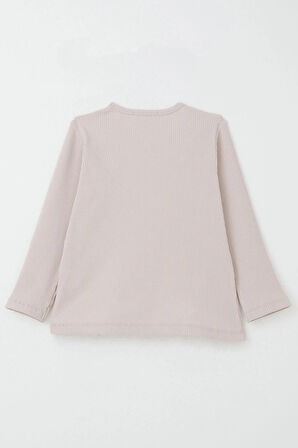 Kız Çocuk Taytlı Takım Sevgi Temalı Yazı Nakışlı 2-6 Yaş, Pudra