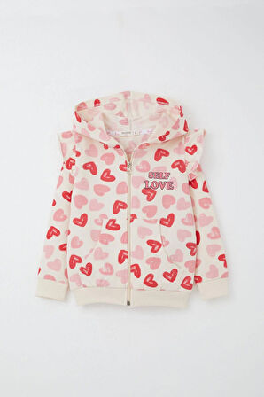 Breeze Kız Bebek Eşofman Takım Kalp Rüyası Omuzu Fırfırlı 9 Ay-3 Yaş, Krem