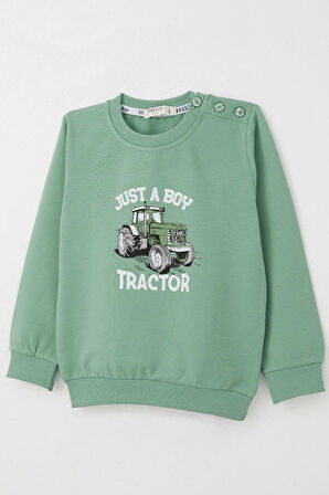 Breeze Erkek Çocuk Sweatshirt Çiftliğin Şimşeği 1.5-5 Yaş, Mint Yeşili