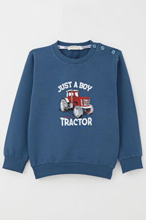 Erkek Çocuk Sweatshirt Çiftliğin Şimşeği 1.5-5 Yaş, İndigo