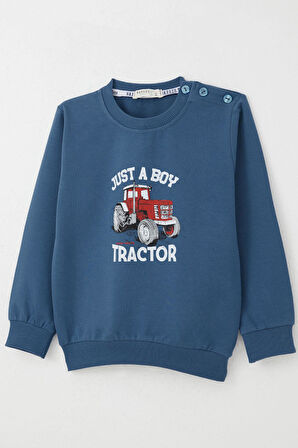 Erkek Çocuk Sweatshirt Çiftliğin Şimşeği 1.5-5 Yaş, İndigo