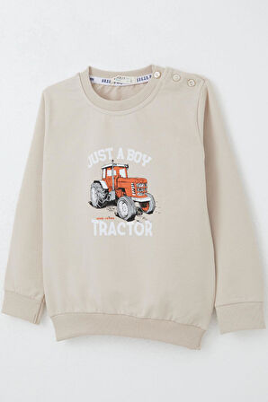 Breeze Erkek Çocuk Sweatshirt Çiftliğin Şimşeği 1.5-5 Yaş, Bej