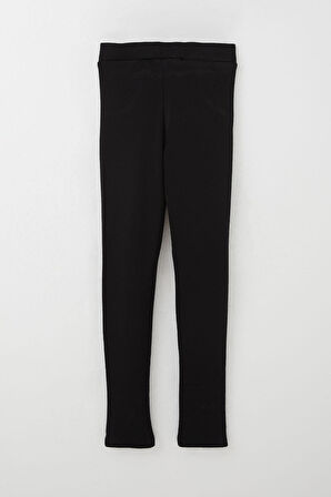 Breeze Kız Çocuk Tayt Cep Kısmı Kontrast Dikiş Detaylı 7-12 Yaş, Siyah