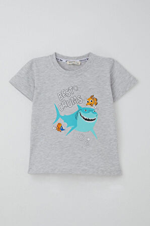 Breeze Erkek Çocuk Şortlu Takım Mavi Dünyanın Kahramanları 1.5-5 Yaş, Açık Gri Melanj