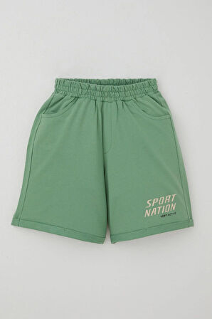 Breeze Erkek Çocuk  Şortlu Takım Havalı Kaykaycı Baskılı 8-14 Yaş, Bej