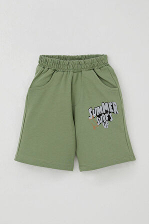 Breeze Erkek Çocuk Şortlu Takım Yaz Temalı Sörf Macerası 3-8 Yaş, Açık Gri Melanj