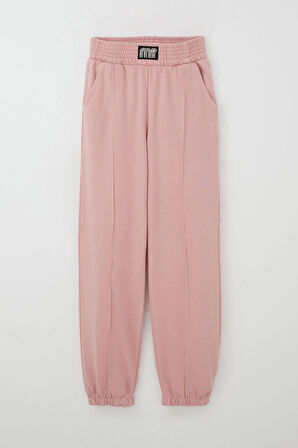 Breeze Kız Çocuk Eşofman Altı Bel Kısmı Arma Detaylı İncili 9-14 Yaş, Gülkurusu