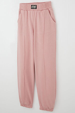 Breeze Kız Çocuk Eşofman Altı Bel Kısmı Arma Detaylı İncili 9-14 Yaş, Gülkurusu