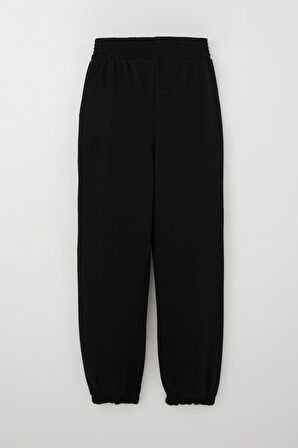 Breeze Kız Çocuk Eşofman Altı Bel Kısmı Arma Detaylı İncili 9-14 Yaş, Siyah