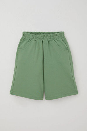 Breeze Erkek Çocuk Şortlu Takım Kabartma Yazı Baskılı 7-12 Yaş, Açık Gri Melanj