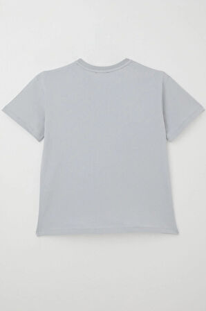 Breeze Erkek Çocuk Tişört Kabartma Yazı Baskılı 9-14 Yaş, Gri