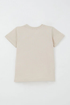 Breeze Erkek Çocuk Şortlu Takım En Havalı Sevimli Kemirgen Capybara Baskılı 1-4 Yaş, Bej