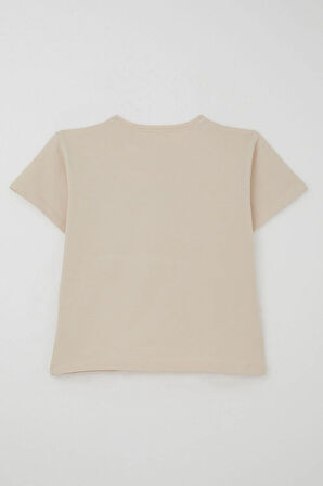 Breeze Kız Çocuk Taytlı Takım Çiçeklerin Kraliçesi Sevimli Ayıcık Baskılı 5-10 Yaş, Bej