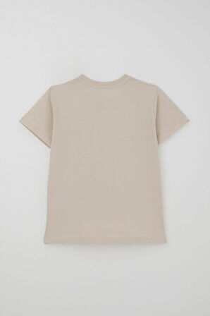 Breeze Erkek Çocuk Şortlu Takım Güçlü Dinozor Baskılı Kısa Kollar Büyük Güç 4-9 Yaş, Bej