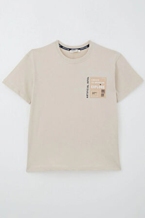 Breeze Erkek Çocuk Tişört Webi Keşfet Temalı 9-14 Yaş, Bej