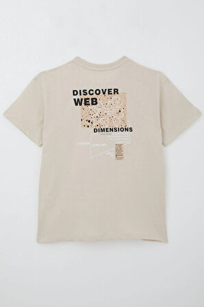 Breeze Erkek Çocuk Tişört Webi Keşfet Temalı 9-14 Yaş, Bej