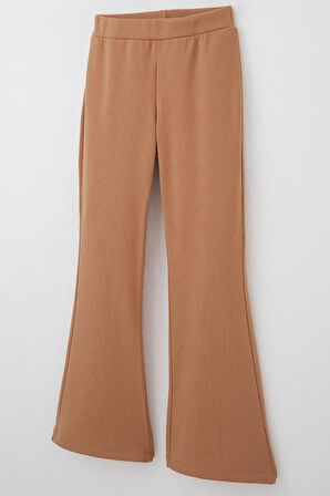 Breeze Kız Çocuk Tayt Basic İspanyol Paça 4-8 Yaş, Açık Kahverengi